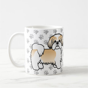 Gold And White Shih Tzu Cute Cartoon Dog Coffee Mug