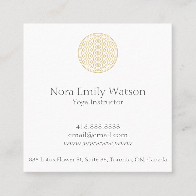 Gold and White Simple Mandala Business Card (Front)
