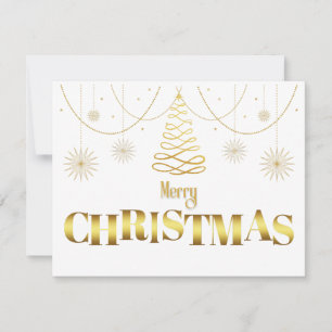Gold and white simple sparkle Christmas  Holiday Card