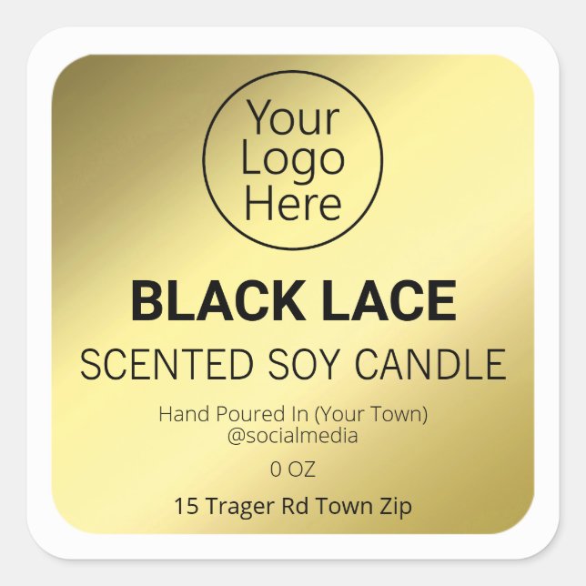 Gold And White Soy Candle Product Label (Front)
