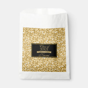Gold And White Sparkling Glitter- Graduations Favour Bag