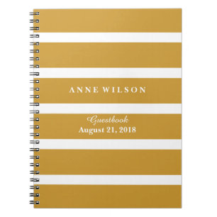 Gold and White Stripes Background Spiral Notebook