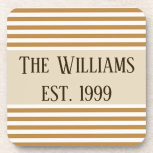 Gold and White Stripes Coaster