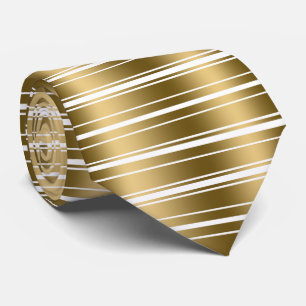 Gold And White Stripes Shiny Look Tie