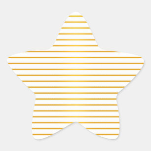 Gold and White Stripes Star Sticker