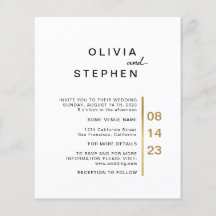 Gold and white. Stylish minimal Typography Wedding