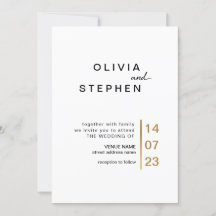 Gold and white. Stylish minimal Typography Wedding