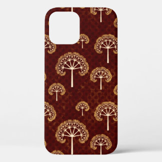 Gold and White Trees Pattern on Red Case-Mate iPho iPhone 12 Case