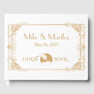 Gold And White Vintage Art Deco Guest Book