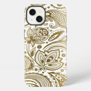 Gold And White Vintage Floral Paisley iPhone Case