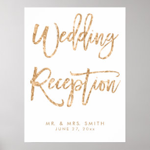 Gold And White Wedding Reception Sign Print