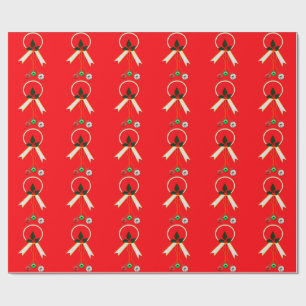 Gold And White Wreath Red Wrapping Paper