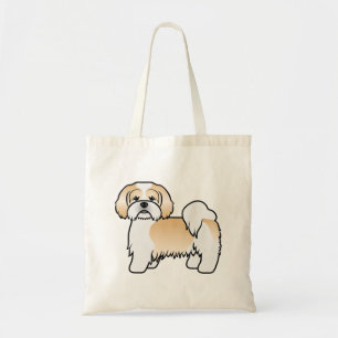 Gold And White Yellow Lhasa Apso Cartoon Dog Tote Bag