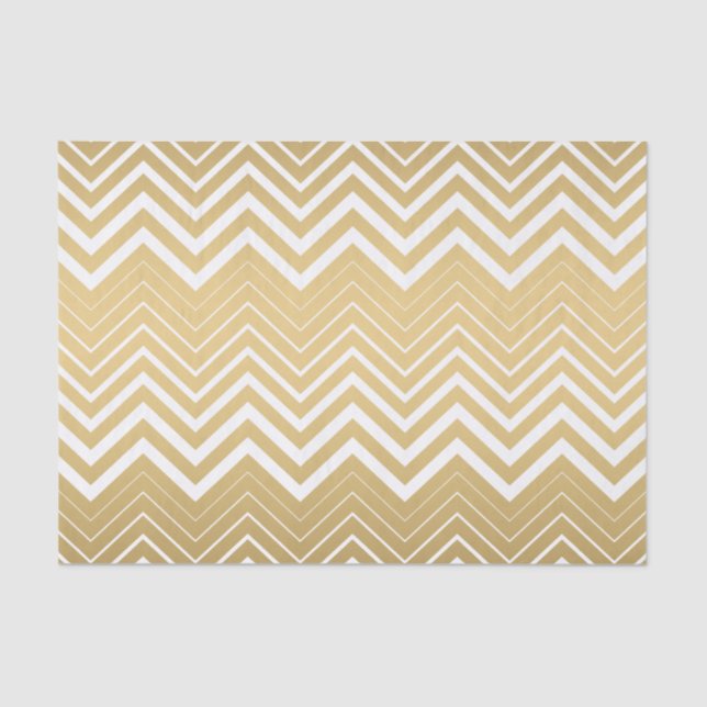 Gold And White Zigzag Chevron Tissue Paper (Front)