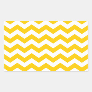Gold and White Zigzag Rectangular Sticker