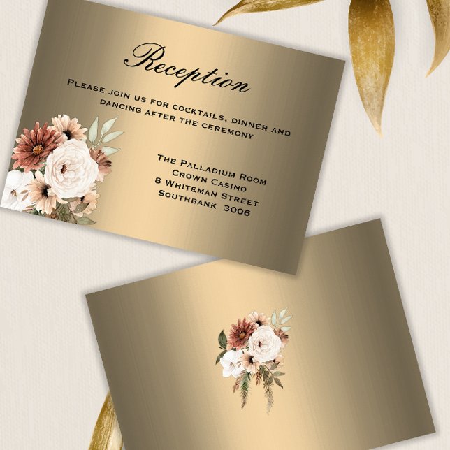 Gold and Wildflowers Boho Wedding Reception  Enclosure Card (Creator Uploaded)