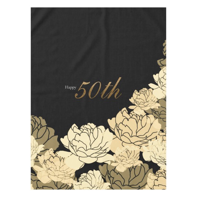 Gold and yellow 50th anniversary  tablecloth (Front)