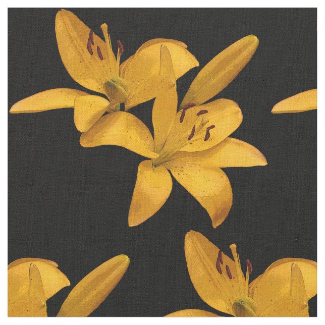 Gold and Yellow Lily Flower Fabric (Close Up)