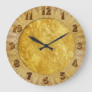 Gold and yellow plated marble pattern large clock