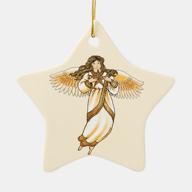 Gold Angel  Ceramic Ornament (Front)