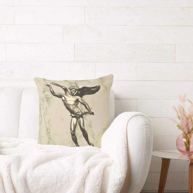 Gold Angel Man with Wings on Marble Cushion (Couch)