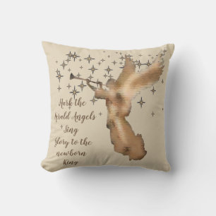 Gold Angel Stars Christmas Quote Cushion