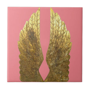 Gold Angel Wings Ceramic Tile