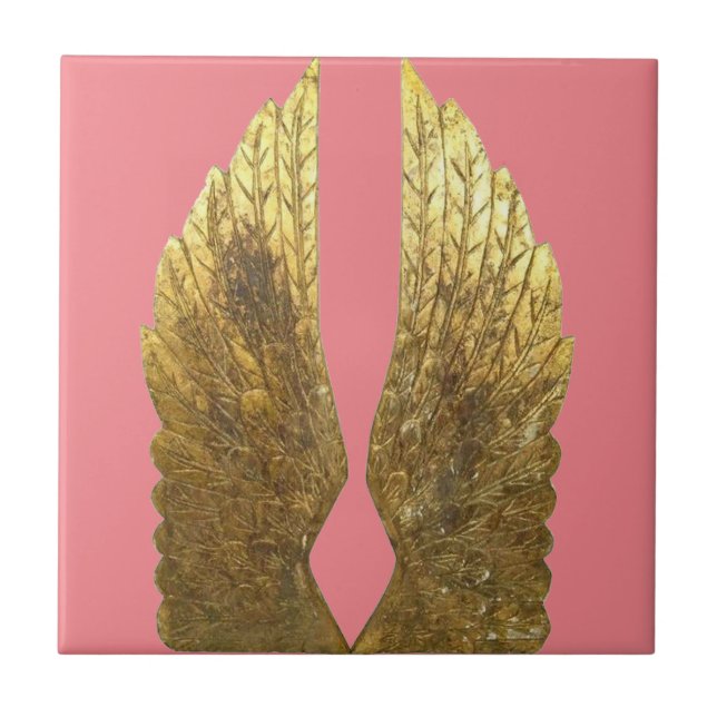 Gold Angel Wings Ceramic Tile (Front)