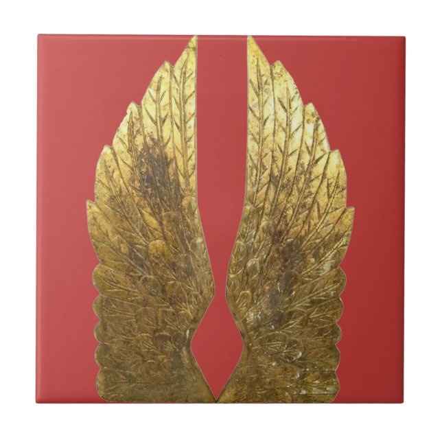 Gold Angel Wings Ceramic Tile (Front)