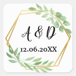 Gold Angular Leaves Frame Stickers Leaf Labels