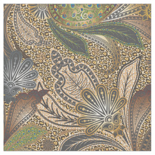 Gold Animal Print Paisley Fabric