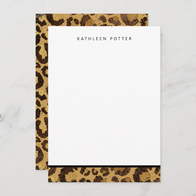 Gold Animal Print Stationery Note Cards (Front/Back)