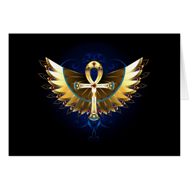 Gold Ankh with Wings (Front Horizontal)