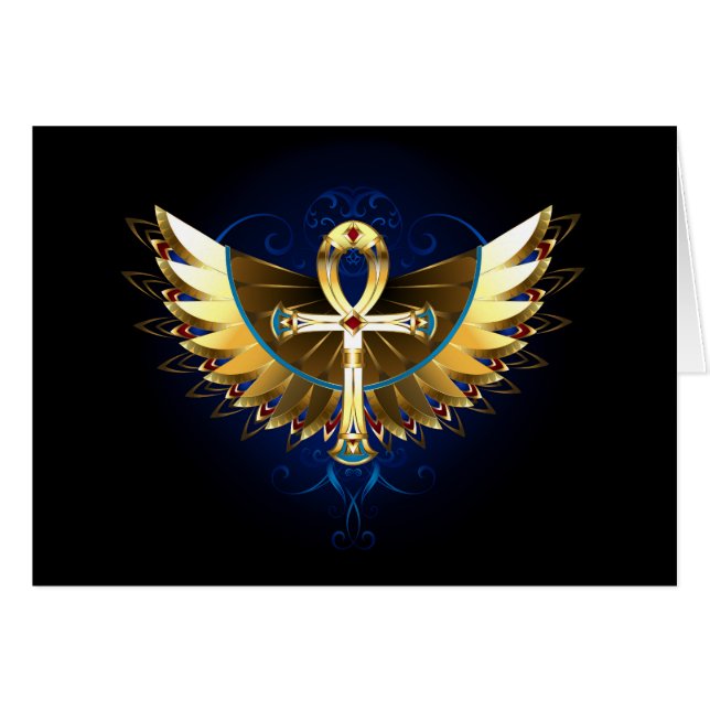 Gold Ankh with Wings (Front Horizontal)