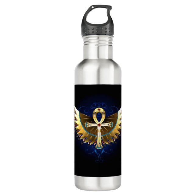 Gold Ankh with Wings 710 Ml Water Bottle (Front)