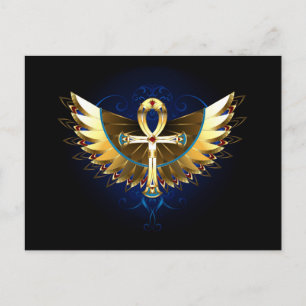 Gold Ankh with Wings Announcement Postcard