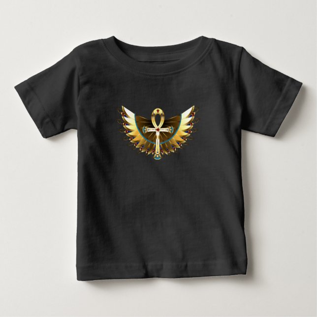 Gold Ankh with Wings Baby T-Shirt (Front)