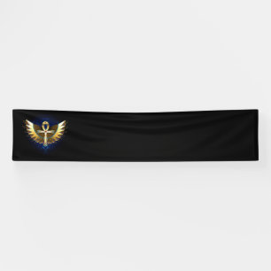 Gold Ankh with Wings Banner