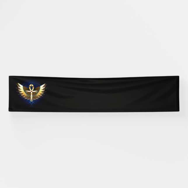 Gold Ankh with Wings Banner (Horizontal)