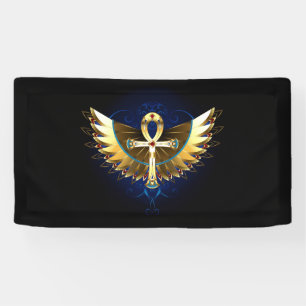 Gold Ankh with Wings Banner