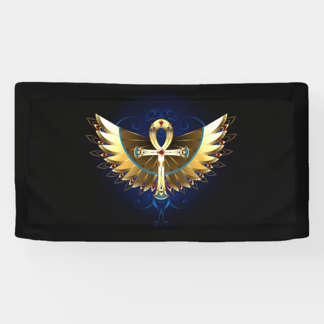 Gold Ankh with Wings Banner (Horizontal)