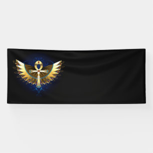 Gold Ankh with Wings Banner