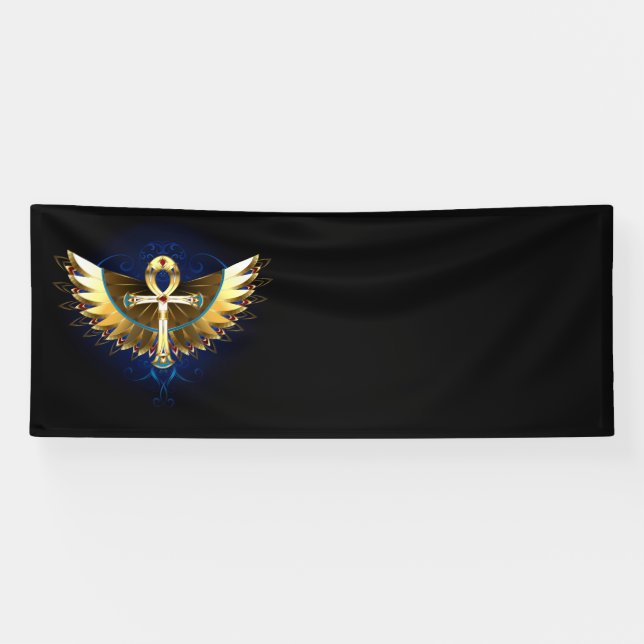 Gold Ankh with Wings Banner (Horizontal)