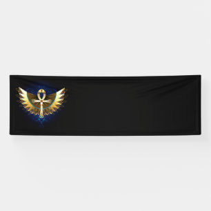Gold Ankh with Wings Banner