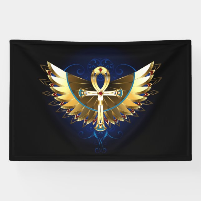 Gold Ankh with Wings Banner (Horizontal)