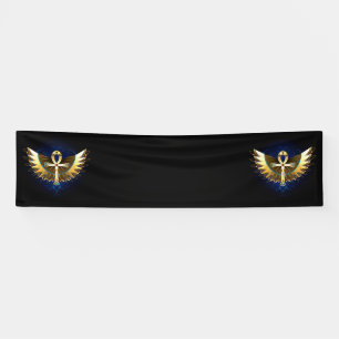 Gold Ankh with Wings Banner