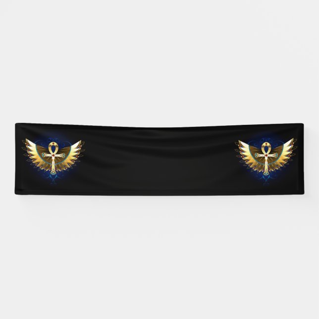 Gold Ankh with Wings Banner (Horizontal)