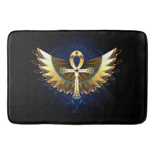 Gold Ankh with Wings Bath Mat