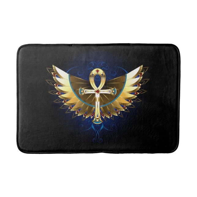 Gold Ankh with Wings Bath Mat (Front)