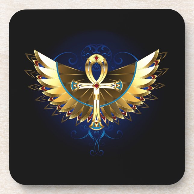 Gold Ankh with Wings Coaster (Front)